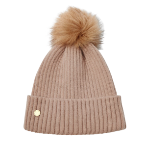 Katie Loxton Hat Womens Soft Tan Knitted Bobble Hat