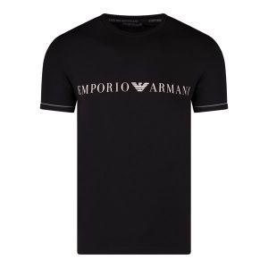 Emporio Armani Bodywear T Shirt Mens Black Underlined Logo Slim S/s T Shirt