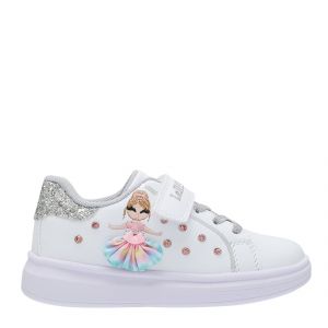 Girls White/Silver Mille Stelle Velcro Dress Trainers (26-35)
