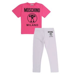 Girls Pink/White Diamond Couture T Shirt + Leggings