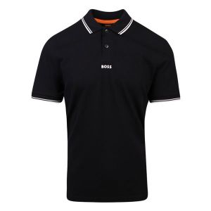 Casual Mens Black Pchup Tipped S/s Polo Shirt