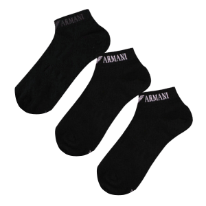 Emporio Armani Bodywear Socks Mens Black Logo Tip 3 Pack Trainer