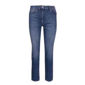 Womens Mid Blue Comfort Denim Straight Jeans