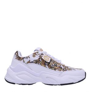 Womens White Gold Wave Baroque Trainers