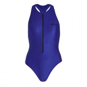 Calvin Klein Swimsuit Womens Midnight Lagoon Intense Power Rib Zip Swimsuit