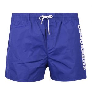 Mens Blue/White Branded Leg Swim Shorts