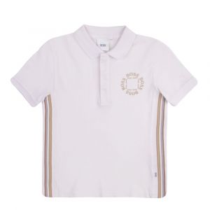 Boys White Triple Gold S/s Polo Shirt