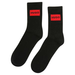 Mens Black 2 Pack AS Rib Label Socks