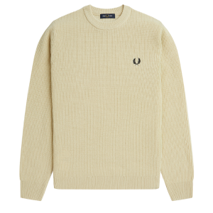 Fred Perry Knit Mens Oatmeal Textured Lambswool Knit