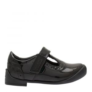 Infant Black Patent Bridie Brogue T-Velcro Shoes (5-12)