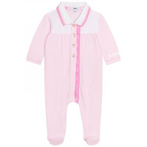 Baby Pale Pink Logo Trim Babygrow