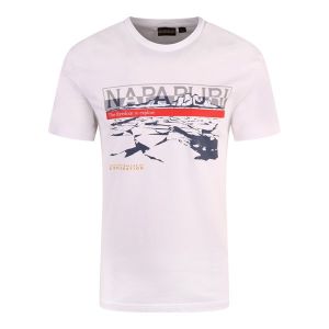 Napapijri T Shirt Mens Bright White S-Forsteri Print S/s T Shirt