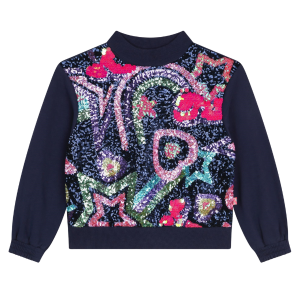 Billieblush Sweatshirt Girls Navy Sequin Star Sweatshirt