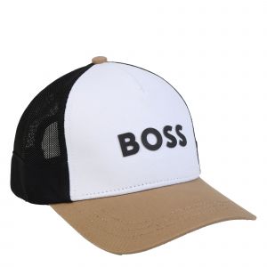 BOSS Cap Boys White/Stone Colourblock Cap