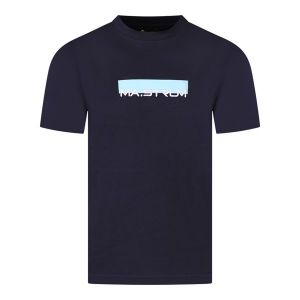 MA.STRUM T Shirt Mens Ink Navy/Sea Blue Block Print S/s T Shirt