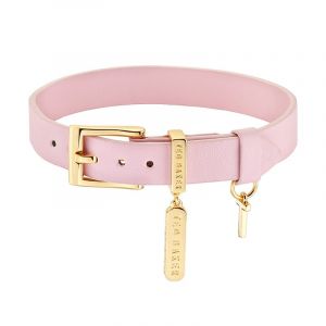Womens Gold/Pink/Crystal Brielli Buckle Leather Bracelet