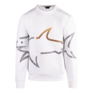 Paul And Smith Sweatshirt Mens White Maxi Shark Print Sweatshirt 