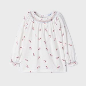 Girls Raw Pink Embroided Top