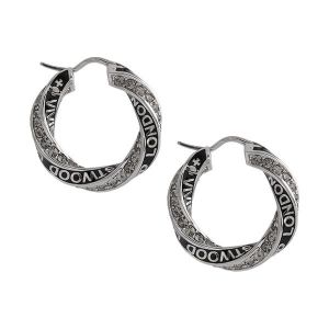 Womens Platinum/Black Rozalia Twist Hoop Earrings