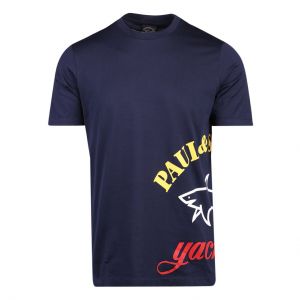Mens Navy Large Side Tri Logo S/s T Shirt