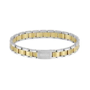 BOSS Bracelet Mens Silver/Gold Metal Link | Hurleys