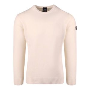 Paul And Shark Crewneck Mens Milky White Ecowool Crew Neck Knit