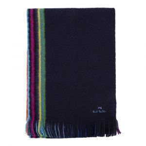 PS Paul Smith Scarf Mens Navy Reversible Stripe Scarf 