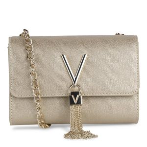 Valentino Bag Womens Gold Divina Glitter Tassel Crossbody 