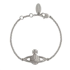 Womens Platinum/Crystal Mini Bas Relief Chain Bracelet