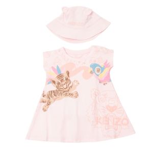 Baby Pale Pink Tiger Dress + Hat