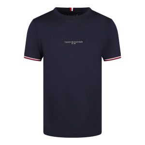 Tommy Hilfiger Mens Desert Sky Tommy Logo Tipped S/s T Shirt 