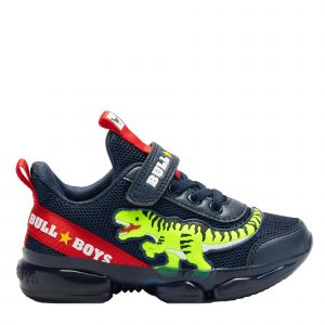 Boys Navy/Red T-Rex Lights Trainers