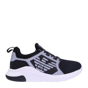 Boys Black/White Branded Eagle Trainers (28-38)