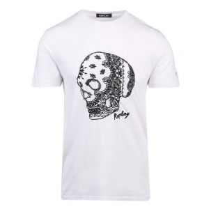 Mens White Illustrated Skull S/s T Shirt