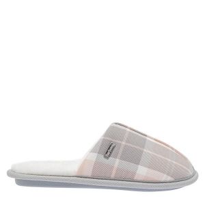 Womens Pink/Grey Maddie Tartan Slippers