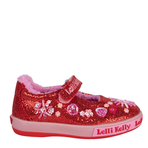 Lelli Kelly Shoes Girls Red Glitter Dafne Dolly Shoes
