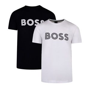 BOSS T Shirts Mens White/Black S/s 2 Pack | Hurleys