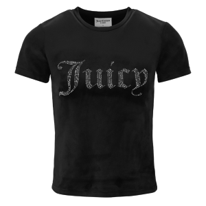 Juicy Couture T Shirt Womens Black Taylor Velour Diamante S/s T Shirt