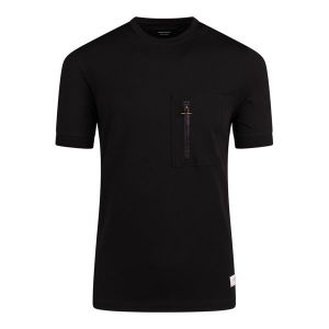 Android Homme T Shirt Mens Black Zip Pocket S/s T Shirt 