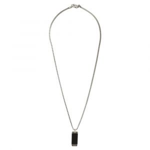 Mens Silver/Black Bennett Ionic Plated Necklace