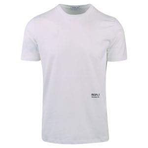 Mens White Off Centre Logo S/s T Shirt