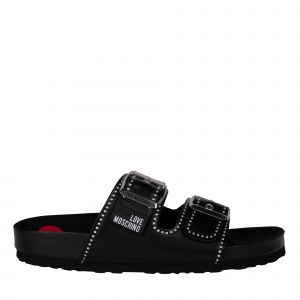 Love Moschino Sandals Womens Black Studded Buckle Sandals 
