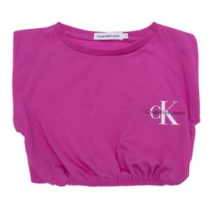 Girls Lucky Pink Monogram Off Placed Cap S/s T Shirt