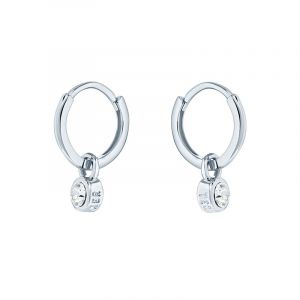 Womens Silver/Crystal Sinalaa Crystal Huggie Earrings