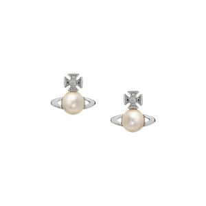 Womens Platinum/Cream Pearl Balbina Earrings