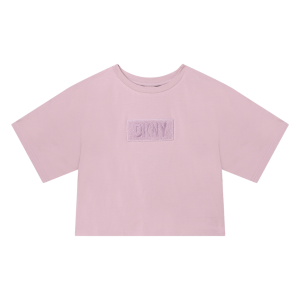 DKNY T Shirt Girls Purple Cropped Logo Short Sleeve T Shirt
