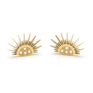 Womens	Gold Celestial Sun Earrings