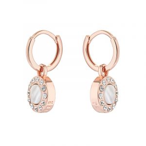 Womens Rose Gold/Mother Of Pearl Graco Gem Button Huggie Earring
