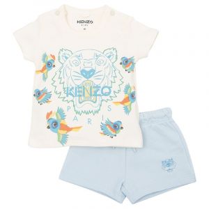 Baby Pale Blue Tiger T Shirt + Shorts Set