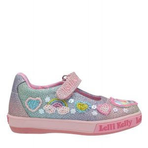 Girls Multi Glitter Unicorn Rainbow Dolly Shoes (25-35)